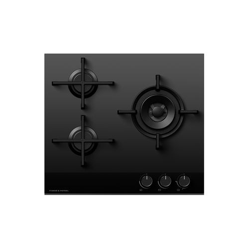 Gas on Glass Cooktop, 60cm, LPG, Black Glass