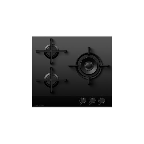 Gas on Glass Cooktop, 60cm, LPG, Black Glass