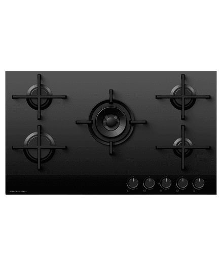 Gas on Glass Cooktop, 90cm, LPG, Black Glass