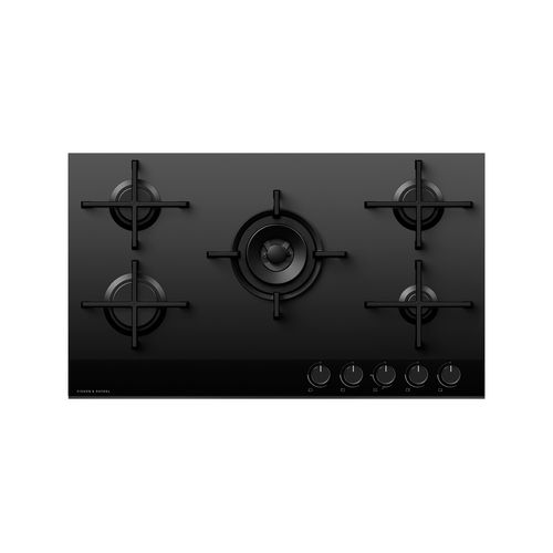 Gas on Glass Cooktop, 90cm, LPG, Black Glass