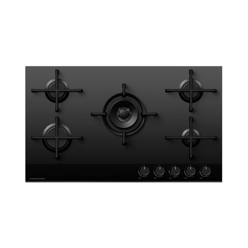 Gas on Glass Cooktop, 90cm, LPG, Black Glass