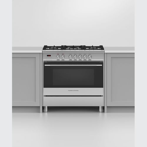 Freestanding Cooker, Dual Fuel, 90cm, 5 Burners, Stainless Steel