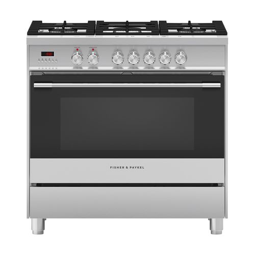 Freestanding Cooker, Dual Fuel, 90cm, 5 Burners, Stainless Steel