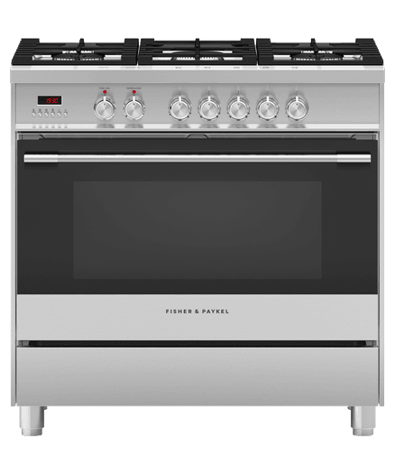 Freestanding Cooker, Dual Fuel, 90cm, 5 Burners, Stainless Steel