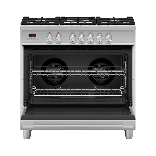 Freestanding Cooker, Dual Fuel, 90cm, 5 Burners, Stainless Steel