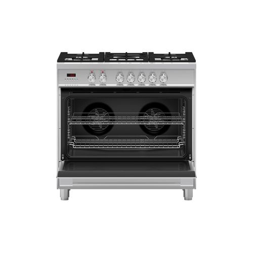Freestanding Cooker, Dual Fuel, 90cm, 5 Burners, Stainless Steel