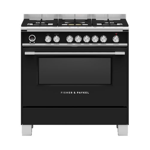 Freestanding Cooker, Dual Fuel, 90cm, 5 Burners, Self-cleaning, Black