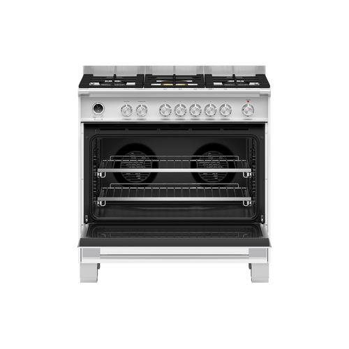 Freestanding Cooker, Dual Fuel, 90cm, 5 Burners, Self-cleaning, White