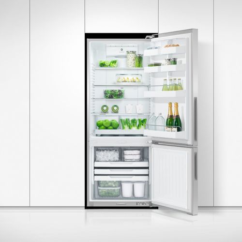 Freestanding Refrigerator Freezer, 68cm, 413L, Stainless Steel