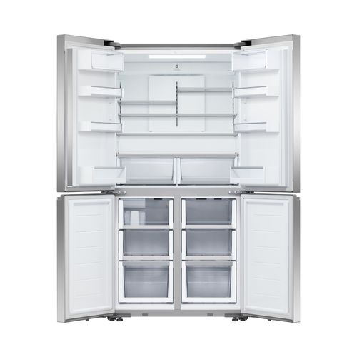 Freestanding Quad Door Refrigerator Freezer, 90.5cm, 538L, Ice & Water, Stainless Steel