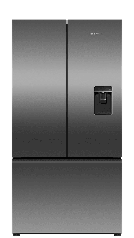 Freestanding French Door Refrigerator Freezer, 90cm, 569L, Ice & Water, Black Stainless Steel