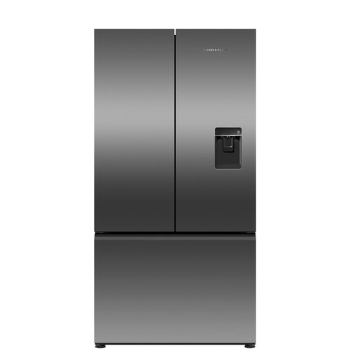 Freestanding French Door Refrigerator Freezer, 90cm, 569L, Ice & Water, Black Stainless Steel