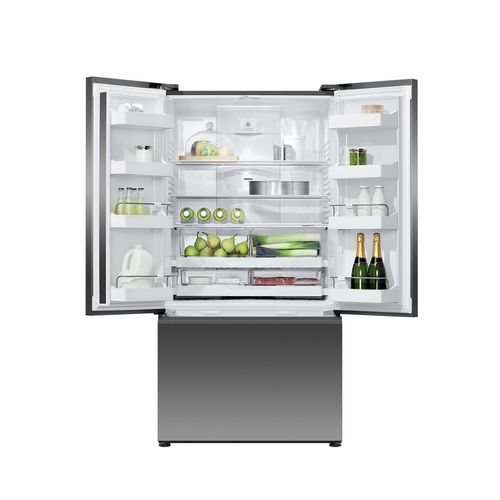 Freestanding French Door Refrigerator Freezer, 90cm, 569L, Ice & Water, Black Stainless Steel
