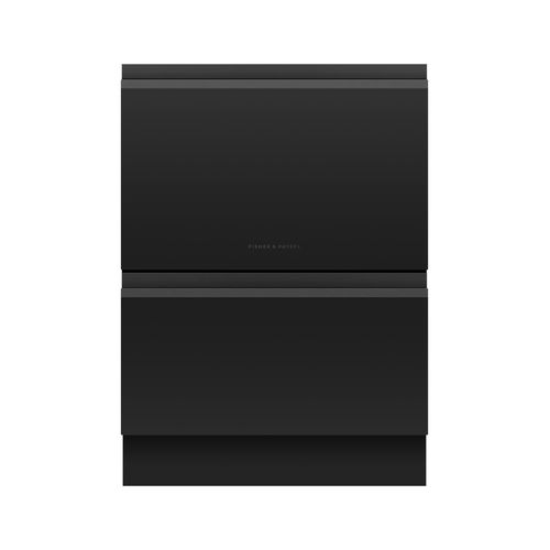 Built-under Double DishDrawer Dishwasher, Sanitise, Black Glass