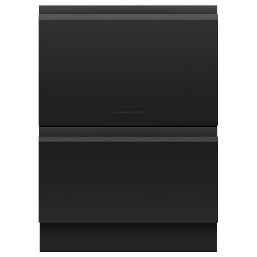 Built-under Double DishDrawer Dishwasher, Sanitise, Black Glass