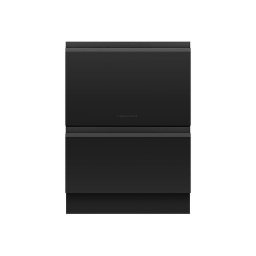 Built-under Double DishDrawer Dishwasher, Sanitise, Black Glass