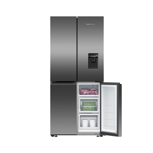 Freestanding Quad Door Refrigerator Freezer, 79cm, 498L, Ice & Water