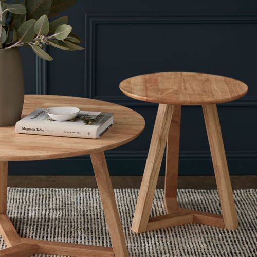 Franki Round Hardwood Side Table | Natural