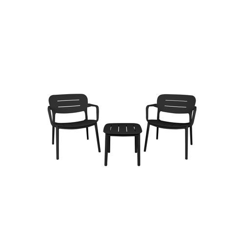 Grace Resin Outdoor 3pc Lounge Setting | Charcoal