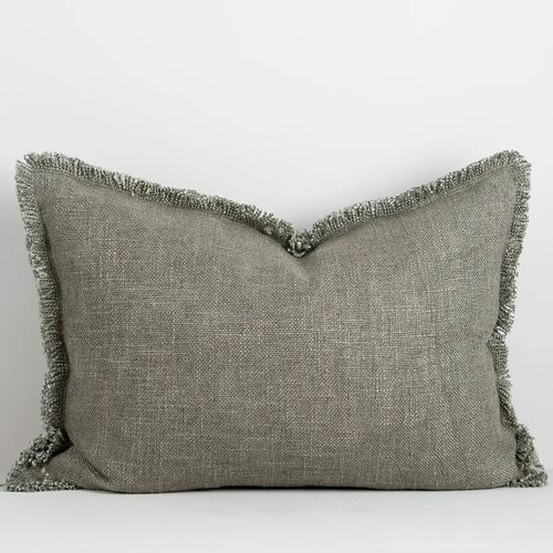 Baya Dover Cushion - Sage | Lumbar with Fringe