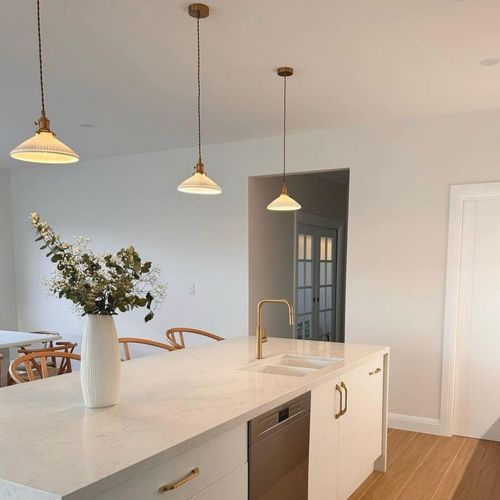 Hollie | Gold Ceramic Pleated Pendant Light