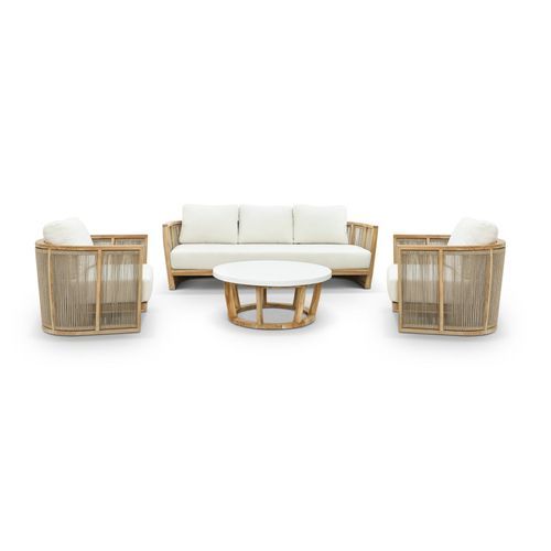 Granada 4pc Rope Outdoor Lounge Setting - 3 Seater - Granada Table
