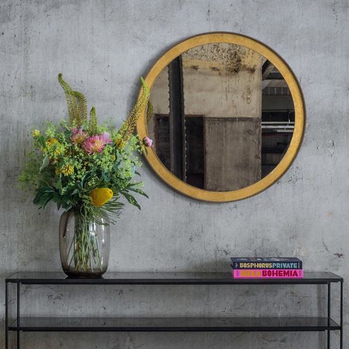 Gold Leaf Round Wall Mirror