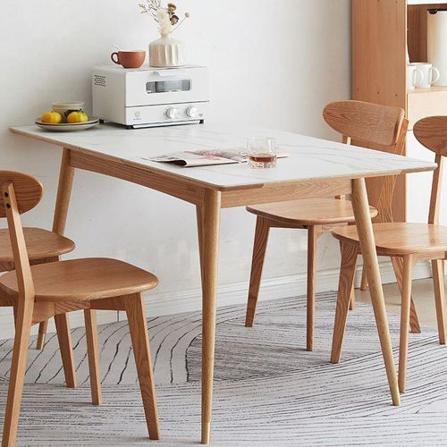 Kotala Natural Solid Oak Extendable Dining Table with Ceramic Marble Top