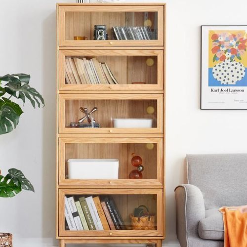 Latvia Designer Solid Oak Display Bookcase Unit