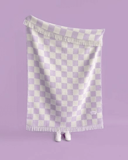 Maison Deux Checkerboard - Lilac | Large Reversible Wool Throw