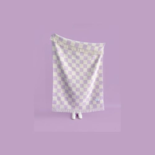 Maison Deux Checkerboard - Lilac | Large Reversible Wool Throw