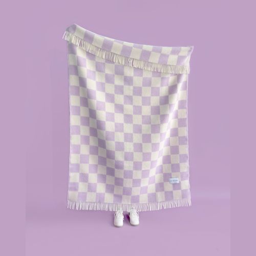 Maison Deux Checkerboard - Lilac | Large Reversible Wool Throw