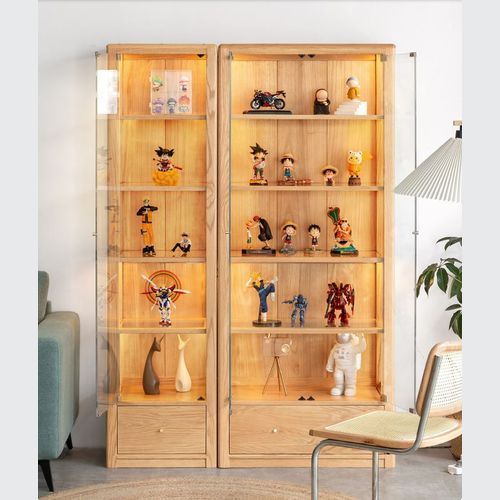 Marino Natural Solid Oak Full Glass Display Cabinet