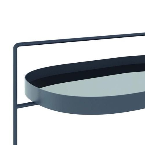 Atollo Large Bar Cart: Black with Black Mirror