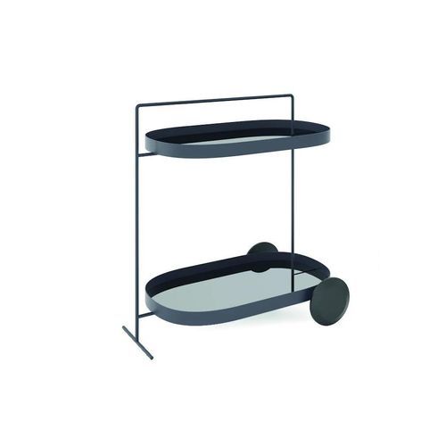 Atollo Large Bar Cart: Black with Black Mirror