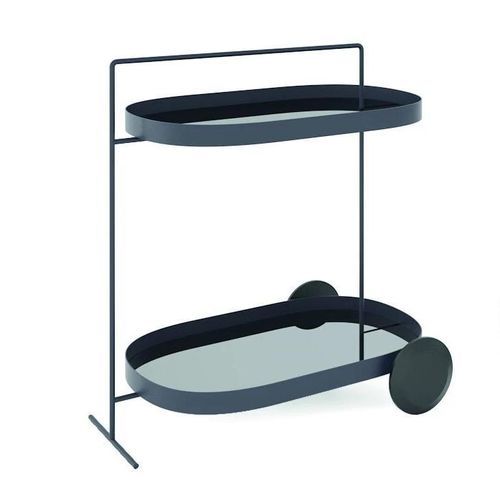 Atollo Large Bar Cart: Black with Black Mirror