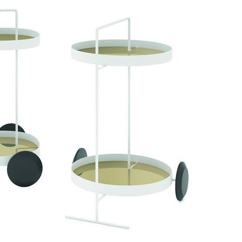 Atollo Small Bar Cart: White with Black Mirror
