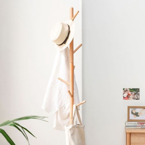 Natural Solid Beech Hallway Coat Rack