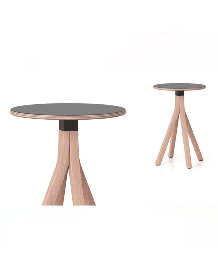 Njord round table 30056613K di40cm black top, RAL9005, frame natural oak
