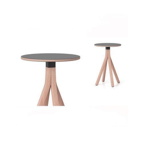 Njord round table 30056613K di40cm black top, RAL9005, frame natural oak