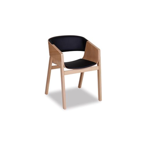 Merano Armchair - Natural Oak - Black Pad - by TON