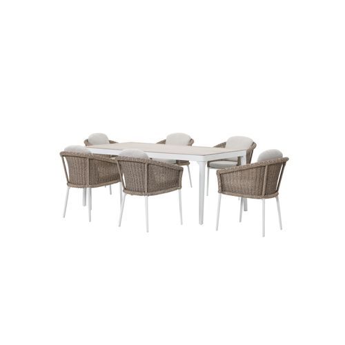 Ohope 7pc Aluminium and Rattan Outdoor Dining Set
