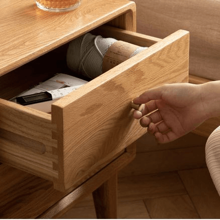 Oslo Natural Solid Oak Bedside Table Design Two
