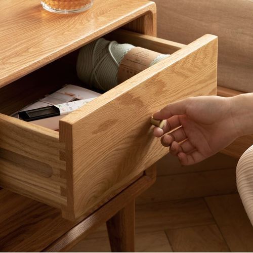 Oslo Natural Solid Oak Bedside Table Design Two
