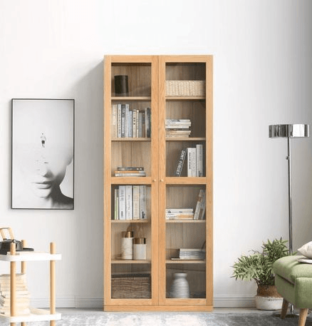 Oslo Natural Solid Oak Display Bookcase Cabinet