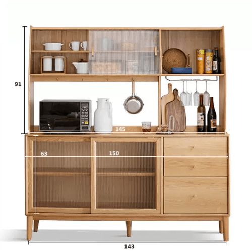 Oslo Natural Solid Oak Sideboard with Hutch Dresser - Clearance