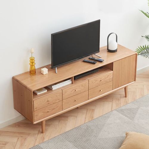 Oslo Natural Solid Oak Tall TV Unit