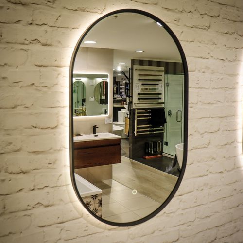Solace Oval Black Framed Led Mirror 500X800Mm