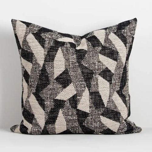 Baya Oscari Cushion - Black | Woven Abstract Design