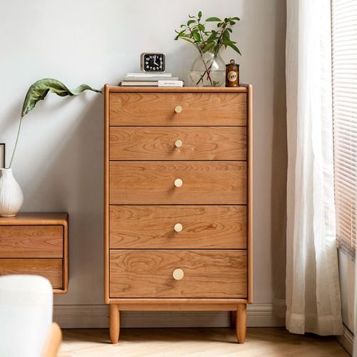 Prunus Solid Cherry 5 Drawers Tallboy